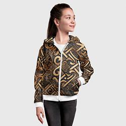 Толстовка на молнии детская Асимметричный узор в викингском стиле, цвет: 3D-белый — фото 2