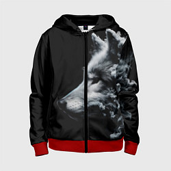 Толстовка на молнии детская Дымный волк, цвет: 3D-красный