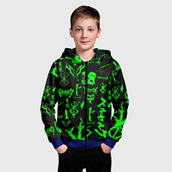 Толстовка на молнии детская Berserk neon green, цвет: 3D-синий — фото 2