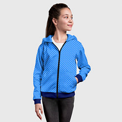 Толстовка на молнии детская Сиреневый в белый горошек, цвет: 3D-синий — фото 2
