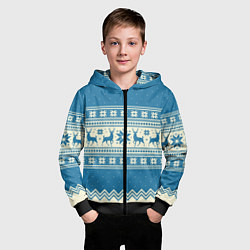 Толстовка на молнии детская Sweater with deer on a blue background, цвет: 3D-черный — фото 2