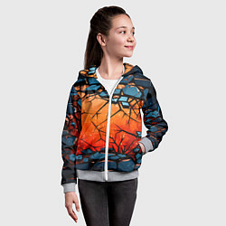Толстовка на молнии детская Разлом оранжевых плит, цвет: 3D-меланж — фото 2