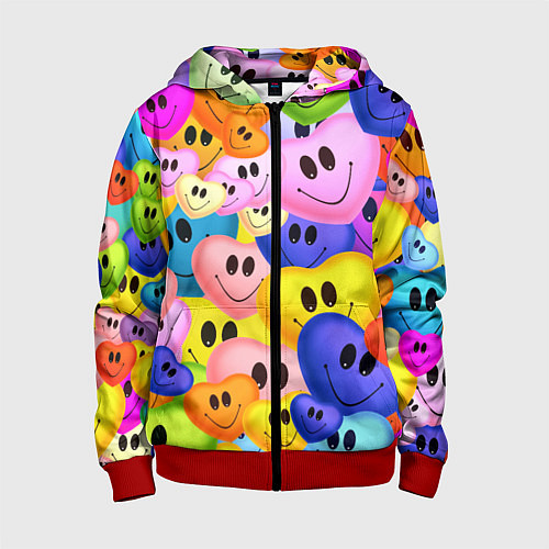 Детская толстовка на молнии Улыбка любви / 3D-Красный – фото 1