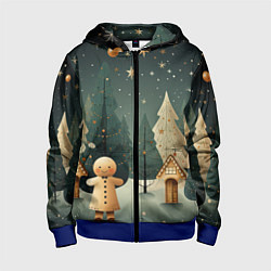 Толстовка на молнии детская Снежный городок с горками, цвет: 3D-синий