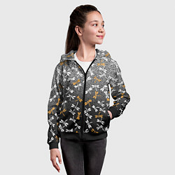 Толстовка на молнии детская Стрекозы поверх графики, цвет: 3D-черный — фото 2