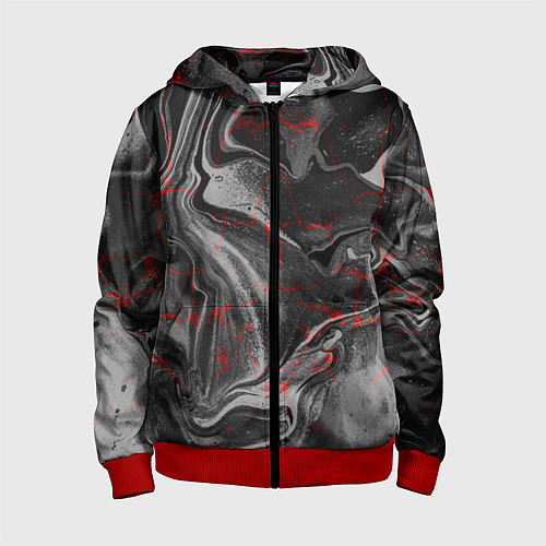 Детская толстовка на молнии Брызги краски и вода / 3D-Красный – фото 1
