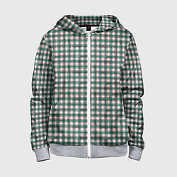 Толстовка на молнии детская Зеленая классическая клетка, цвет: 3D-меланж