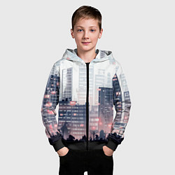 Толстовка на молнии детская Безмятежный город, цвет: 3D-черный — фото 2