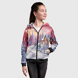 Толстовка на молнии детская Волшебное сияние новогодних огней, цвет: 3D-черный — фото 2