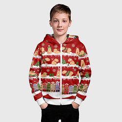 Толстовка на молнии детская Капибара с семьей на Новый год, цвет: 3D-белый — фото 2