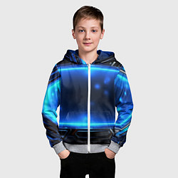 Толстовка на молнии детская Синий неоновый экран, цвет: 3D-меланж — фото 2