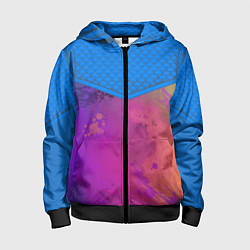 Толстовка на молнии детская Кляксы и цветной туман, цвет: 3D-черный