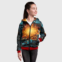 Толстовка на молнии детская Геометрическая огненная яма иллюзия, цвет: 3D-красный — фото 2