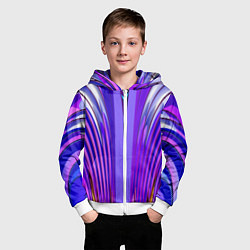 Толстовка на молнии детская Фиолетовые линии и полосы, цвет: 3D-белый — фото 2