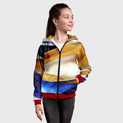Толстовка на молнии детская Белая желтая синяя абстракция, цвет: 3D-красный — фото 2