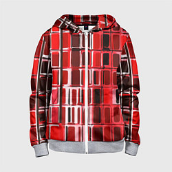 Толстовка на молнии детская Красные прямоугольники, цвет: 3D-меланж