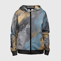 Толстовка на молнии детская Мазки краски - нейросеть, цвет: 3D-черный