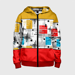 Толстовка на молнии детская Узор красного горчичного цвета, цвет: 3D-красный