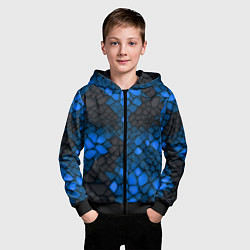 Толстовка на молнии детская Синий трескающийся камень, цвет: 3D-черный — фото 2