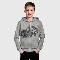Толстовка на молнии детская Французские бульдоги пара, цвет: 3D-меланж — фото 2