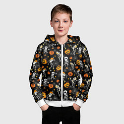 Толстовка на молнии детская Хэллоуин танцующий скелет, цвет: 3D-белый — фото 2