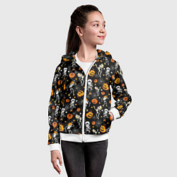 Толстовка на молнии детская Хэллоуин танцующий скелет, цвет: 3D-белый — фото 2