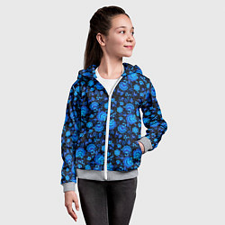 Толстовка на молнии детская Новогодняя гжельская роспись чёрный фон, цвет: 3D-меланж — фото 2