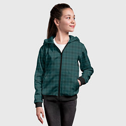 Толстовка на молнии детская Серьёзный зелёный в клетку, цвет: 3D-черный — фото 2