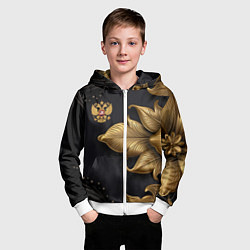 Толстовка на молнии детская Золотой герб России, цвет: 3D-белый — фото 2