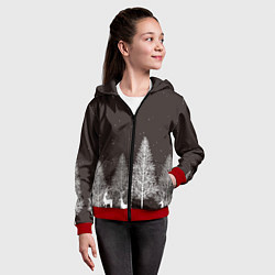 Толстовка на молнии детская Олени в лесу, цвет: 3D-красный — фото 2