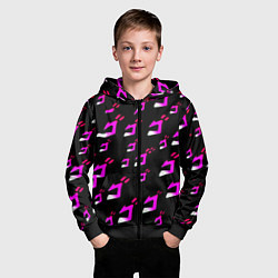 Толстовка на молнии детская JoJos Bizarre neon pattern logo, цвет: 3D-черный — фото 2