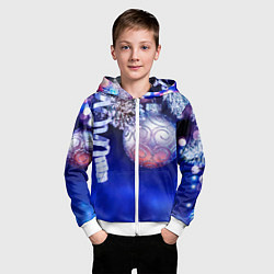 Толстовка на молнии детская Новогодняя елка с шарами, цвет: 3D-белый — фото 2