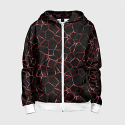 Толстовка на молнии детская Лава кракелюрная, цвет: 3D-белый