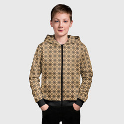 Толстовка на молнии детская Тёмный беж паттерн, цвет: 3D-черный — фото 2