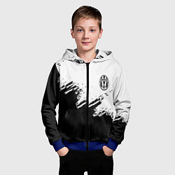 Толстовка на молнии детская Juventus black sport texture, цвет: 3D-синий — фото 2
