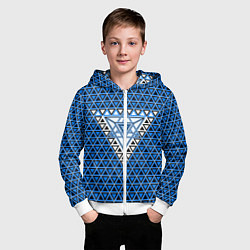 Толстовка на молнии детская Синие и чёрные треугольники, цвет: 3D-белый — фото 2