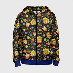Детская толстовка на молнии Хохломская роспись разноцветные цветы