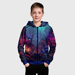 Толстовка на молнии детская Абстрактный камуфляж в кислотных абстрактных пятна, цвет: 3D-синий — фото 2