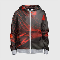 Толстовка на молнии детская Красная сеть на чёрном фоне, цвет: 3D-меланж