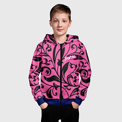 Толстовка на молнии детская Barbie - floral pattern, цвет: 3D-синий — фото 2