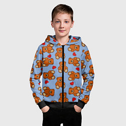 Толстовка на молнии детская Игрушки мишки и сердца, цвет: 3D-черный — фото 2