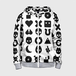 Толстовка на молнии детская Love death robots pattern white, цвет: 3D-меланж