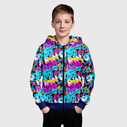 Толстовка на молнии детская Dinosaur pino roarr, цвет: 3D-синий — фото 2