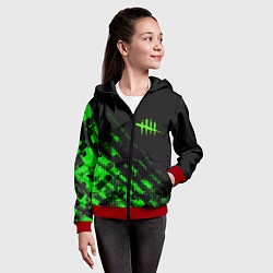 Толстовка на молнии детская Dead by daylight green neon, цвет: 3D-красный — фото 2