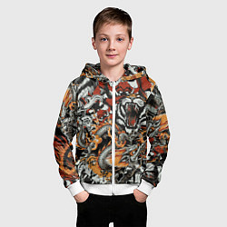 Толстовка на молнии детская Самурай дракон и тигр, цвет: 3D-белый — фото 2