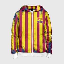 Толстовка на молнии детская Полосатые цвета футбольного клуба Барселона, цвет: 3D-белый