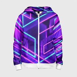 Толстовка на молнии детская Neon Geometric, цвет: 3D-белый