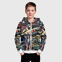 Толстовка на молнии детская Japanese cars art, цвет: 3D-белый — фото 2