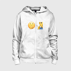 Толстовка на молнии детская Мьюнинг эмодзи, цвет: 3D-белый