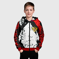 Толстовка на молнии детская Россия краски текстура, цвет: 3D-красный — фото 2
